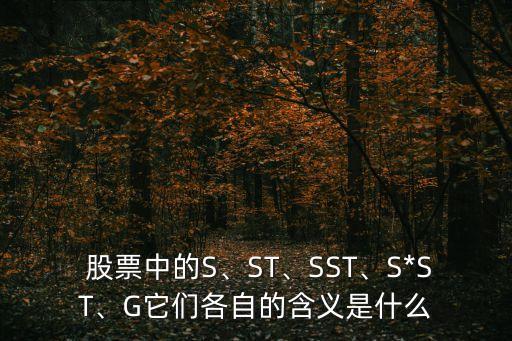  股票中的S、ST、SST、S*ST、G它們各自的含義是什么