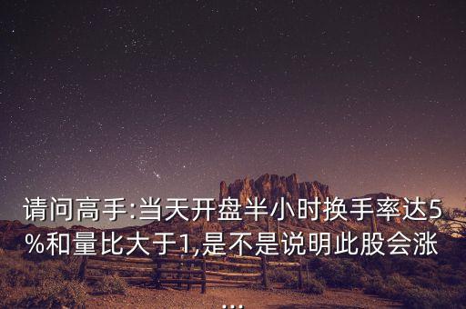請(qǐng)問(wèn)高手:當(dāng)天開(kāi)盤半小時(shí)換手率達(dá)5%和量比大于1,是不是說(shuō)明此股會(huì)漲...