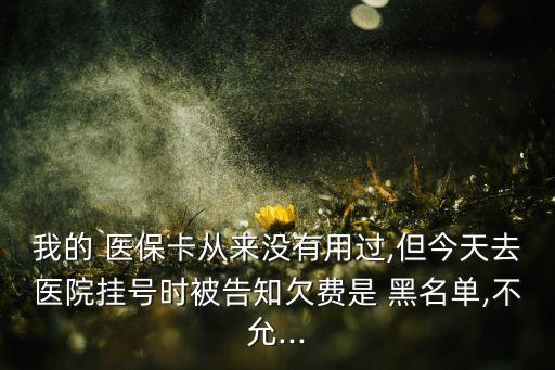 我的 醫(yī)?？◤膩?lái)沒(méi)有用過(guò),但今天去醫(yī)院掛號(hào)時(shí)被告知欠費(fèi)是 黑名單,不允...