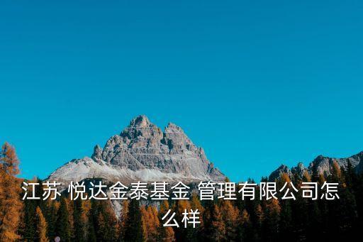 江蘇 悅達金泰基金 管理有限公司怎么樣
