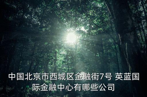 中國北京市西城區(qū)金融街7號(hào) 英藍(lán)國際金融中心有哪些公司