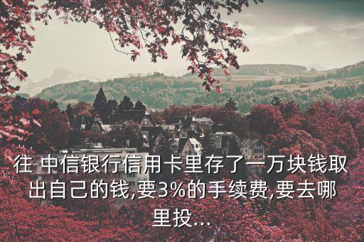 往 中信銀行信用卡里存了一萬(wàn)塊錢(qián)取出自己的錢(qián),要3%的手續(xù)費(fèi),要去哪里投...