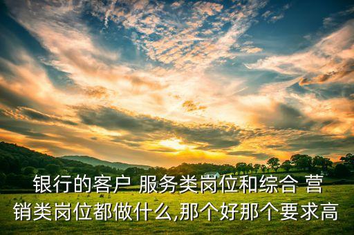  銀行的客戶 服務類崗位和綜合 營銷類崗位都做什么,那個好那個要求高
