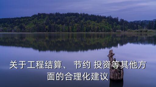 關(guān)于工程結(jié)算、 節(jié)約 投資等其他方面的合理化建議