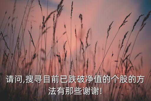 請問,搜尋目前已跌破凈值的個(gè)股的方法有那些謝謝!