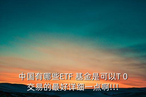中國有哪些ETF 基金是可以T 0交易的最好詳細(xì)一點啊!!!