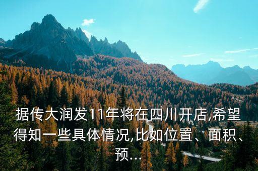 據(jù)傳大潤發(fā)11年將在四川開店,希望得知一些具體情況,比如位置、面積、預(yù)...
