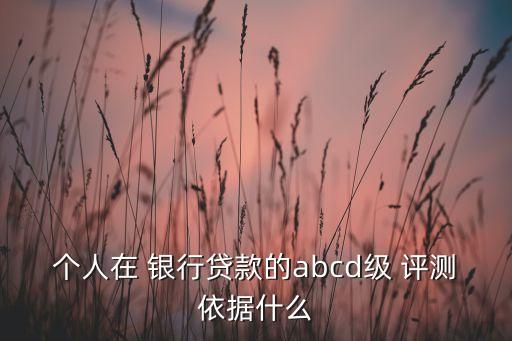 個人在 銀行貸款的abcd級 評測依據什么