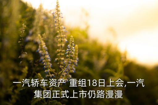 一汽轎車資產 重組18日上會,一汽集團正式上市仍路漫漫