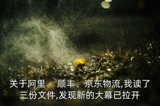 關(guān)于阿里、 順豐、京東物流,我讀了三份文件,發(fā)現(xiàn)新的大幕已拉開