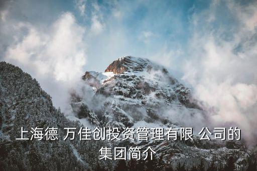 上海德 萬佳創(chuàng)投資管理有限 公司的集團(tuán)簡(jiǎn)介