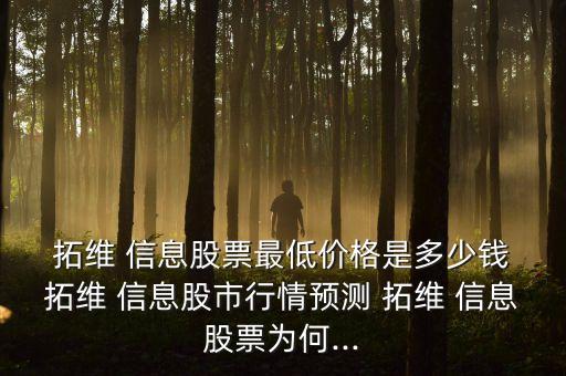  拓維 信息股票最低價(jià)格是多少錢 拓維 信息股市行情預(yù)測(cè) 拓維 信息股票為何...