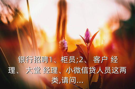  銀行招聘1、柜員;2、 客戶 經(jīng)理、 大堂 經(jīng)理、小微信貸人員這兩類,請問...