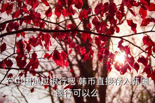 在中國(guó)通過(guò)銀行把 韓幣直接存入韓國(guó)銀行可以么