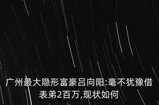 廣州最大隱形富豪呂向陽:毫不猶豫借表弟2百萬,現狀如何