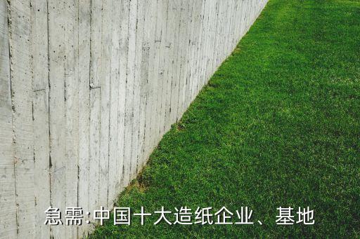 急需:中國十大造紙企業(yè)、基地