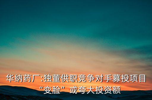 華納藥廠:獨(dú)董供職競爭對手募投項(xiàng)目“變臉”或夸大投資額