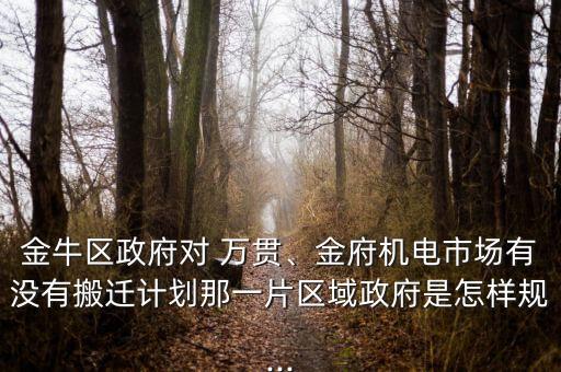 金牛區(qū)政府對(duì) 萬貫、金府機(jī)電市場(chǎng)有沒有搬遷計(jì)劃那一片區(qū)域政府是怎樣規(guī)...