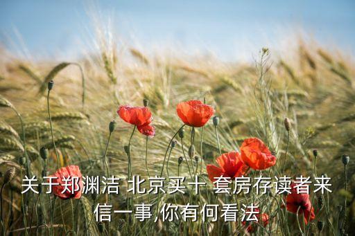 關(guān)于鄭淵潔 北京買十 套房存讀者來(lái)信一事,你有何看法