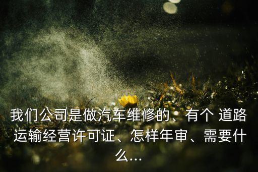 我們公司是做汽車維修的、有個 道路 運輸經(jīng)營許可證、怎樣年審、需要什么...