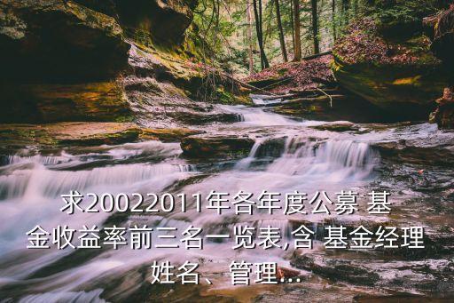 求20022011年各年度公募 基金收益率前三名一覽表,含 基金經(jīng)理姓名、管理...