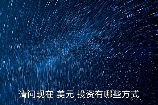 請(qǐng)問現(xiàn)在 美元 投資有哪些方式