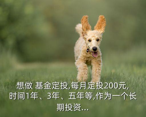 想做 基金定投,每月定投200元,時間1年、3年、五年等,作為一個長期投資...