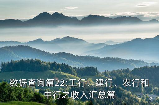 數(shù)據(jù)查詢篇22:工行、建行、農(nóng)行和中行之收入?yún)R總篇