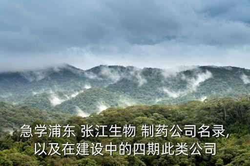 急學浦東 張江生物 制藥公司名錄,以及在建設(shè)中的四期此類公司