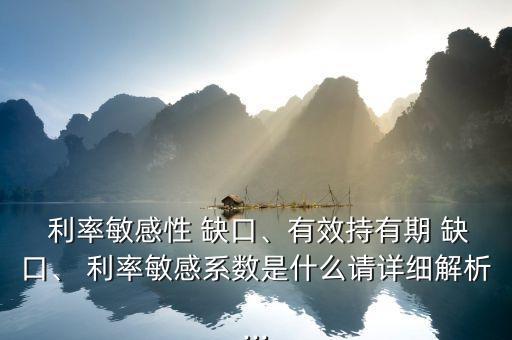  利率敏感性 缺口、有效持有期 缺口、 利率敏感系數(shù)是什么請(qǐng)?jiān)敿?xì)解析...