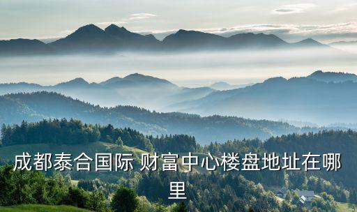 成都泰合國(guó)際 財(cái)富中心樓盤(pán)地址在哪里