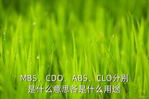 MBS、CDO、ABS、CLO分別是什么意思各是什么用途