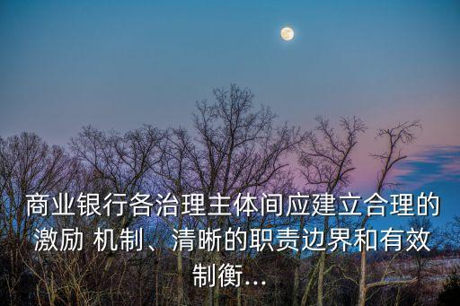  商業(yè)銀行各治理主體間應(yīng)建立合理的 激勵 機(jī)制、清晰的職責(zé)邊界和有效制衡...