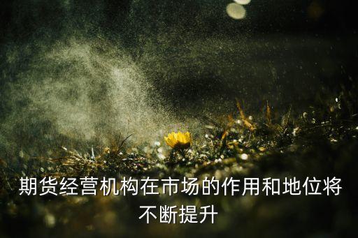  期貨經(jīng)營機構在市場的作用和地位將不斷提升