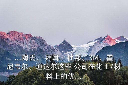 ...陶氏、 拜耳、杜邦、3M、霍尼韋爾、道達(dá)爾這些 公司在化工/材料上的優(yōu)...