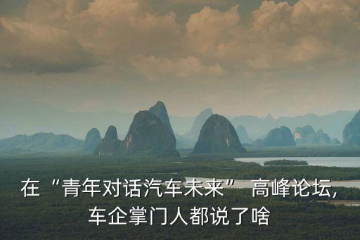 在“青年對(duì)話汽車未來(lái)” 高峰論壇,車企掌門(mén)人都說(shuō)了啥