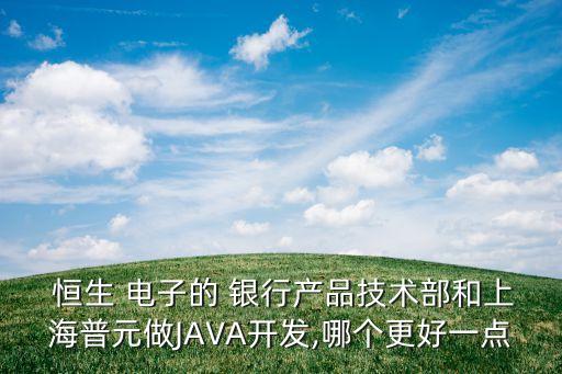  恒生 電子的 銀行產(chǎn)品技術(shù)部和上海普元做JAVA開(kāi)發(fā),哪個(gè)更好一點(diǎn)