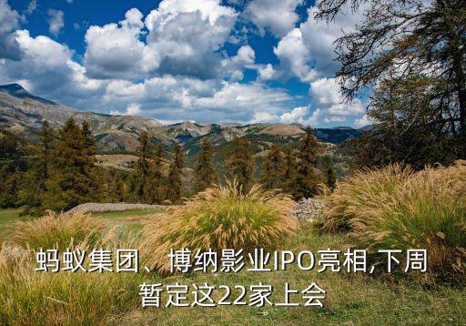 螞蟻集團、博納影業(yè)IPO亮相,下周暫定這22家上會