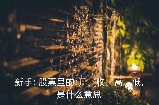 新手: 股票里的:開(kāi)、收、高、低,是什么意思